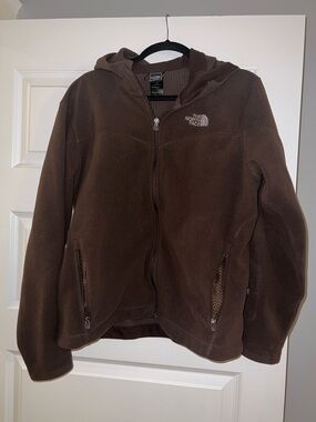 The North Face Brown Hooded Full-Zip Fleece Jacket